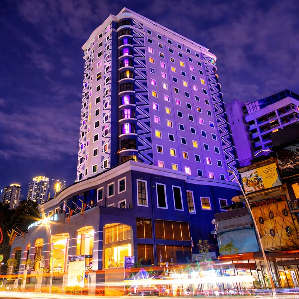 Yoyoy Kamphora Spa Kuala Lumpur exterior night view illuminated building