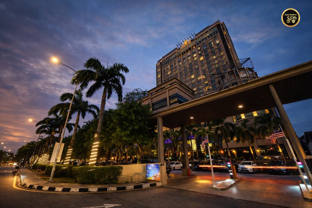 The Light Hotel Penang exterior at dusk showing main entrance and surroundings